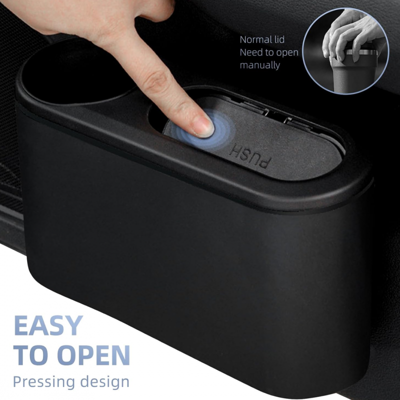 2 in 1 Multifunction Mini Car Trash Can with Lid and Cup Holder | Car Organiser Accessories | Shopright.pk