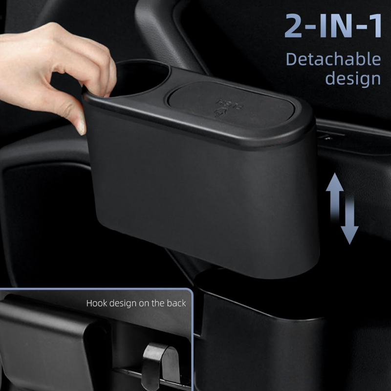 2 in 1 Multifunction Mini Car Trash Can with Lid and Cup Holder | Car Organiser Accessories | Shopright.pk