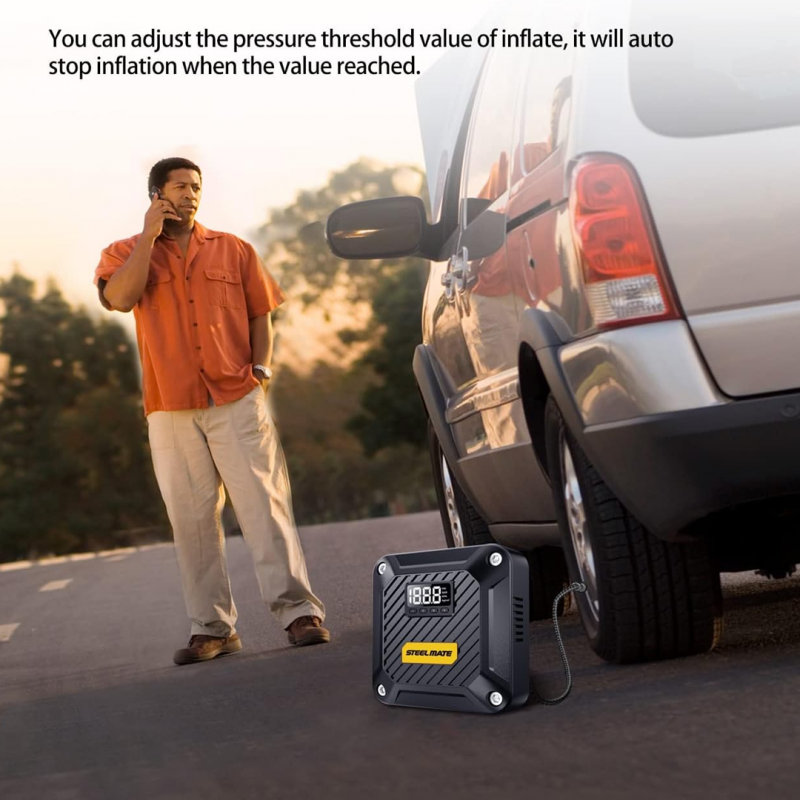 STEELMATE T5 Air Compressor Pump: Portable & Powerful Tire Inflator 12V DC | Car Accessories | Shopright.pk