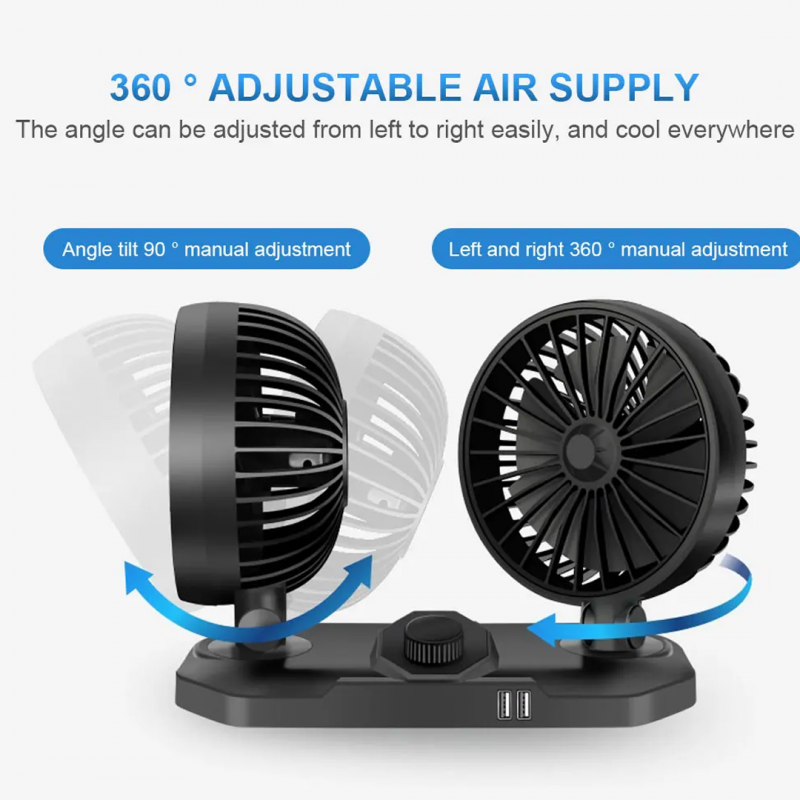 360° Adjustable Double Head Air Fan | Car Accessories | Shopright.pk
