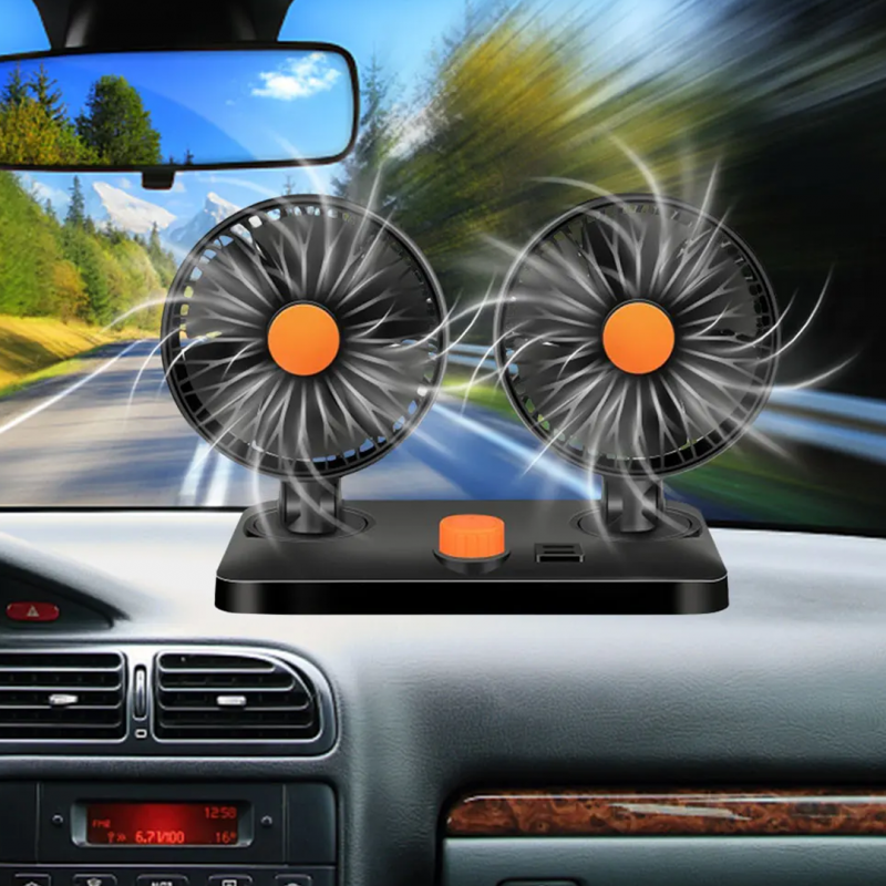 360° Adjustable Double Head Air Fan | Car Accessories | Shopright.pk