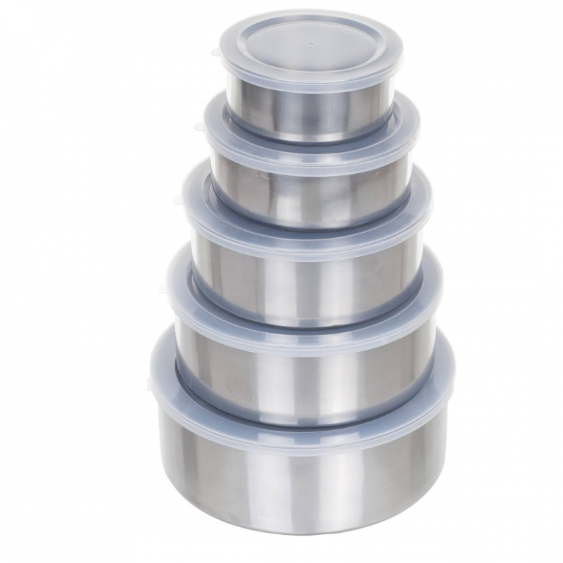 Chef Buddy 5 Piece Stainless Steel Bowl Set with Lids