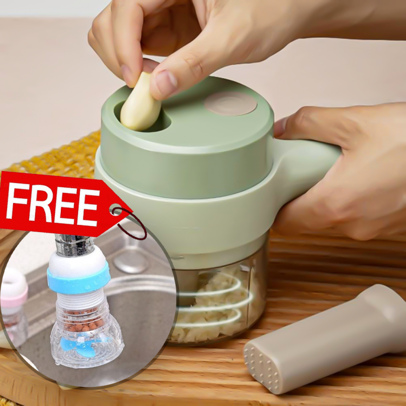 4 in 1 Handheld Electric Vegetable Cutter With 360 Rotation Water Filter Free