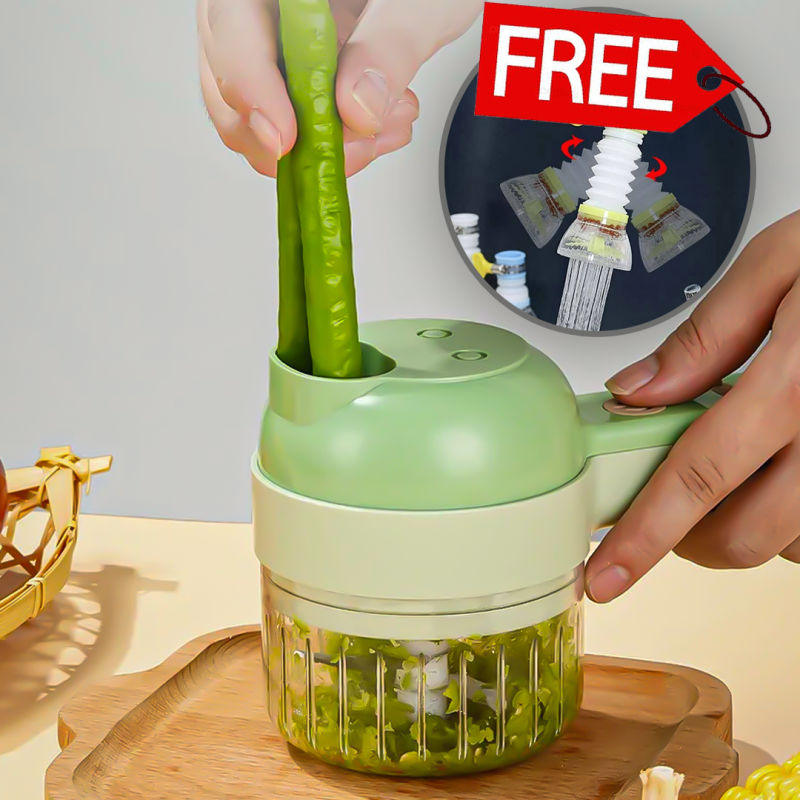 4 in 1 Handheld Electric Vegetable Cutter With 360 Rotation Water Filter Free