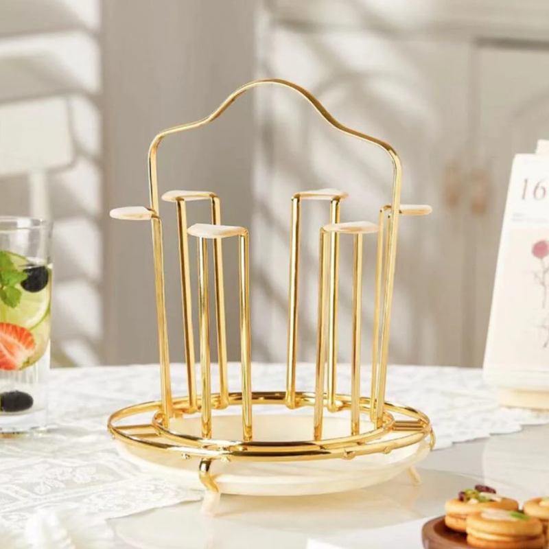 Buy Golden Glass Drying Rack Metal With Drainer Holder | Kitchen ...