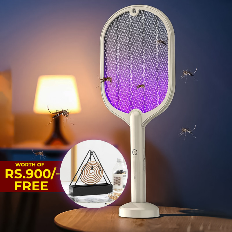 Rechargeable Mosquito Bats Killer Racket with Free Triangular Mosquito Coil | Home and Living | Shopright.pk