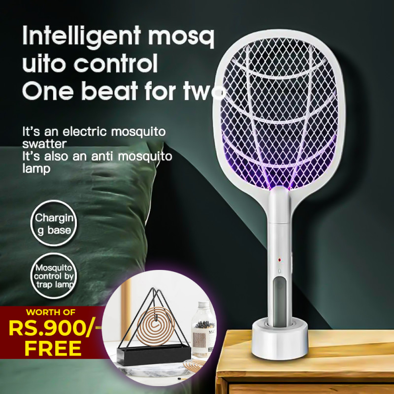 Rechargeable Mosquito Bats Killer Racket with Free Triangular Mosquito Coil | Home and Living | Shopright.pk