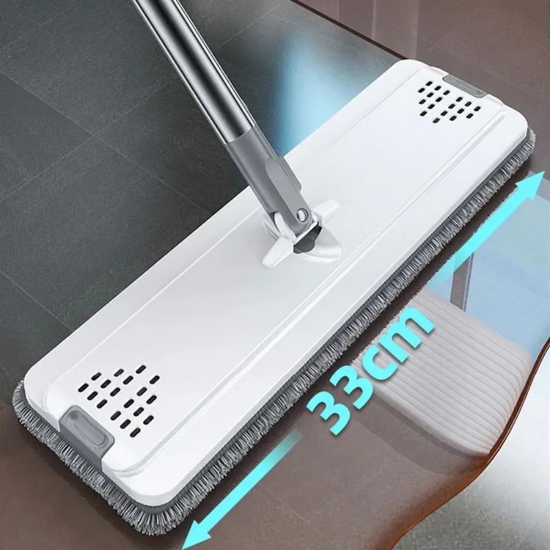 Squeeze Flat Floor Mop And Bucket Set With 2 Microfiber Mop