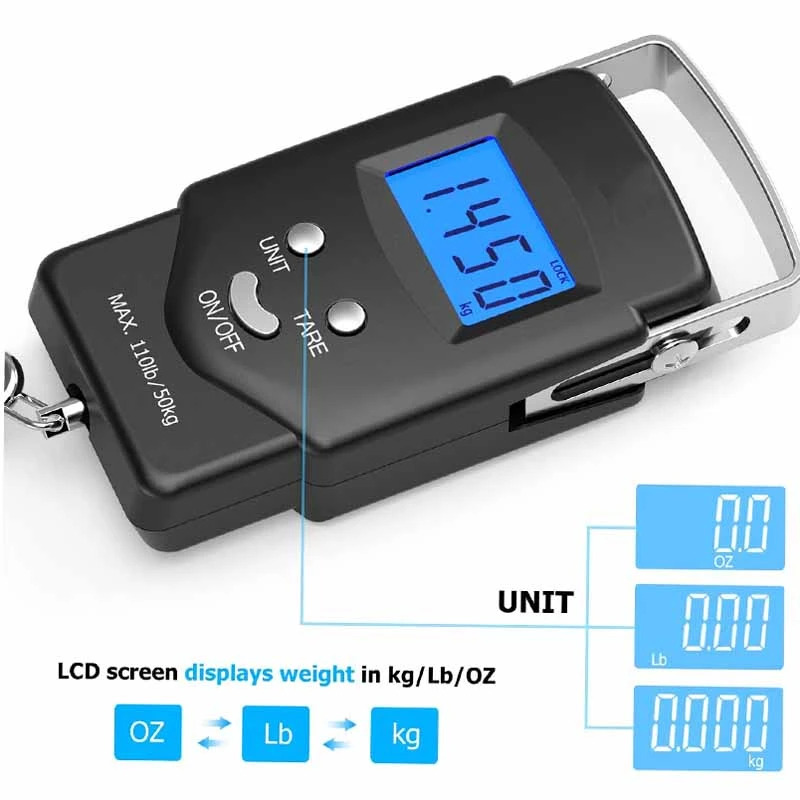 Portable Electronic Scales Weighing 50kg/1g with a spring scale hook luggage