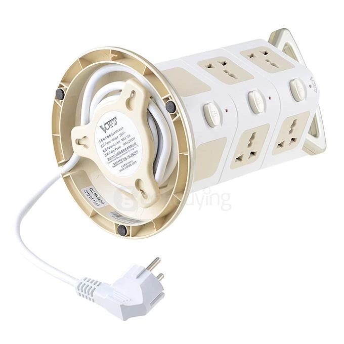 Smart WiFi Power Adapter Vertical Socket with USB & Ethernet Ports - White + Golden (EU Plug)