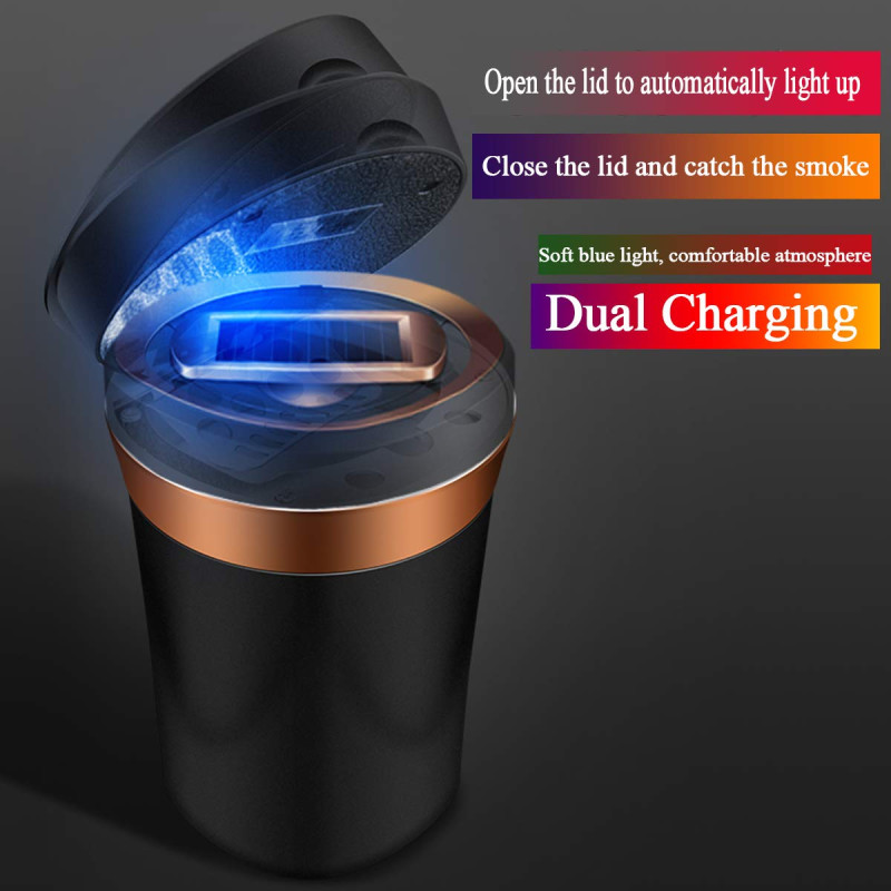 Car Ceramic Ashtray with Detachable Solar Energy Lighter
