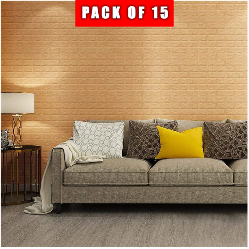 3D Wall Panels Peel And Stick Wallpaper Brown Pack Of 15