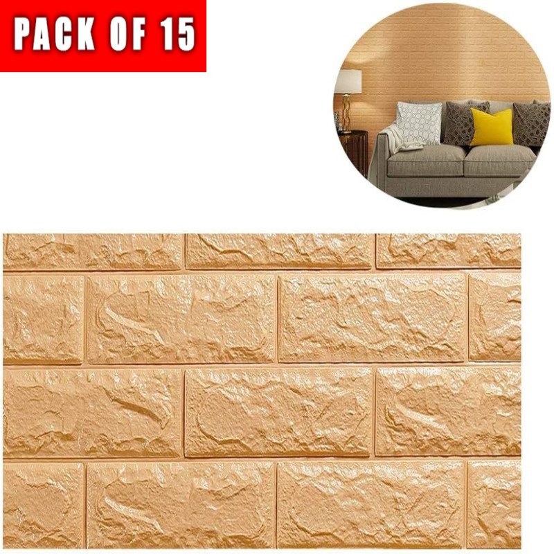 3D Wall Panels Peel And Stick Wallpaper Brown Pack Of 15