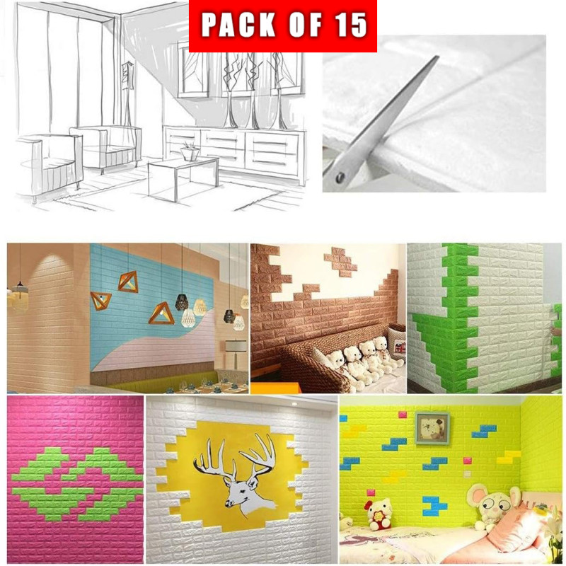 3D Wall Panels Peel And Stick Wallpaper Brown Pack Of 15