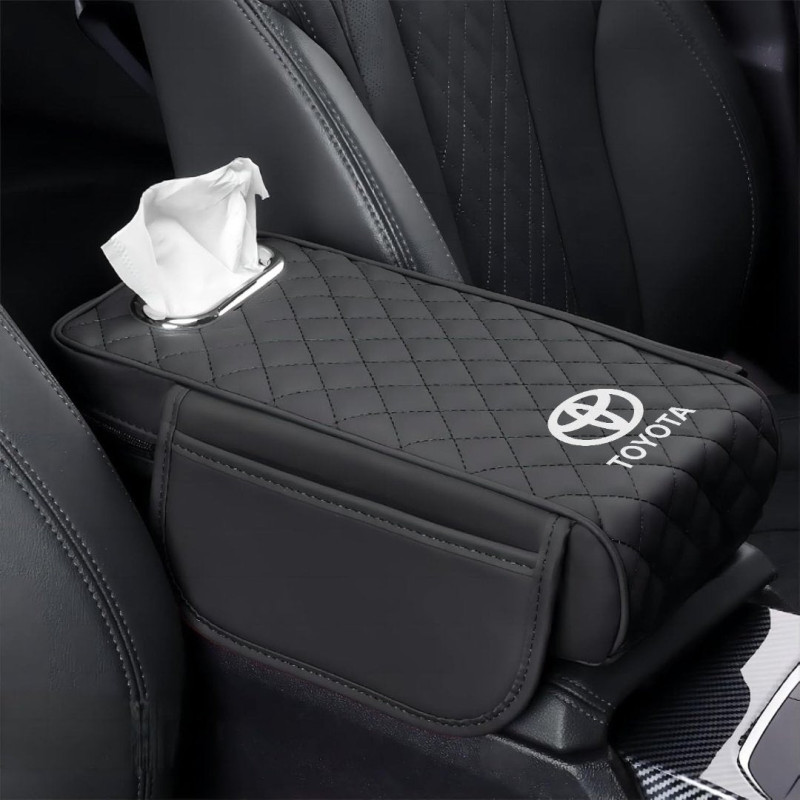 Car Armrest Cushion with Tissue Box & Storage Pocket for Toyota, Honda, Kia & More - ShopRight.pk