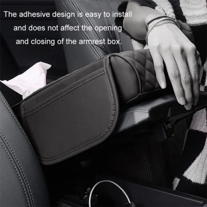 Car Armrest Cushion With Tissue Box & Storage Pocket For Toyota Honda Suzuki Kia Hyundai & More