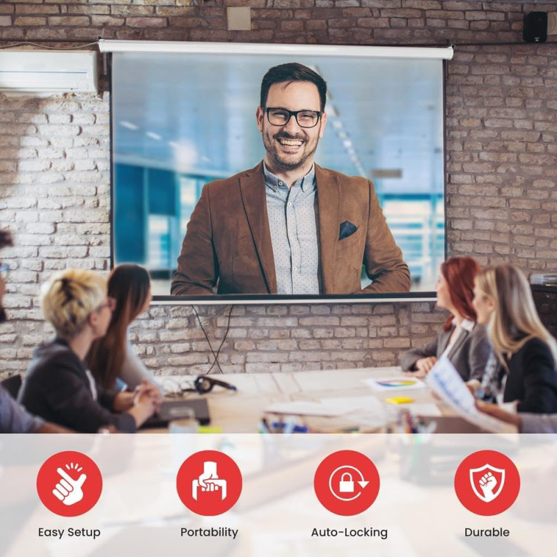Projector Screen 72 Inch Manual 6x6 Feet 1:1mw (Fine Quality)
