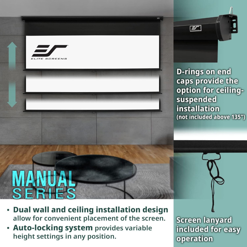 Projector Screen 150 Inch Manual 8x10 Feet 4:3mw