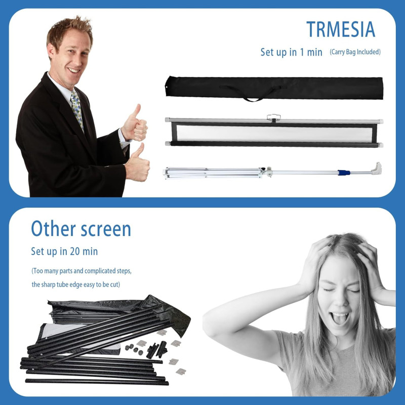 Projector Screen 72 Inch Tripod Portable 6x6 Feet 1:1mw (Fine Quality)