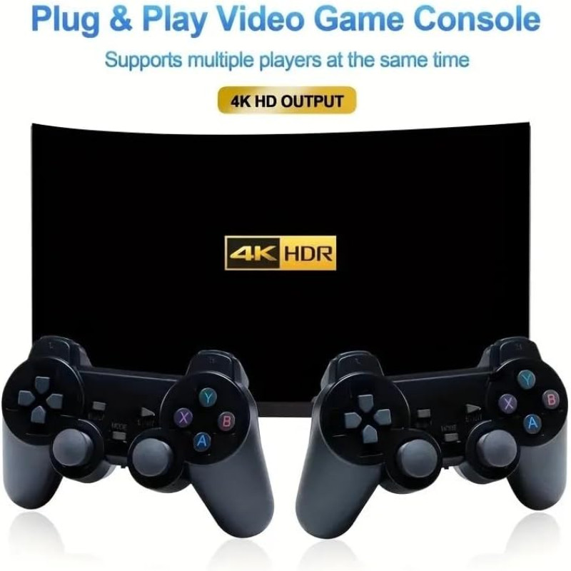 X2 Plus Retro 3D 32000+ Video Games 4K HD Output Game Stick With 2 Wireless Controllers