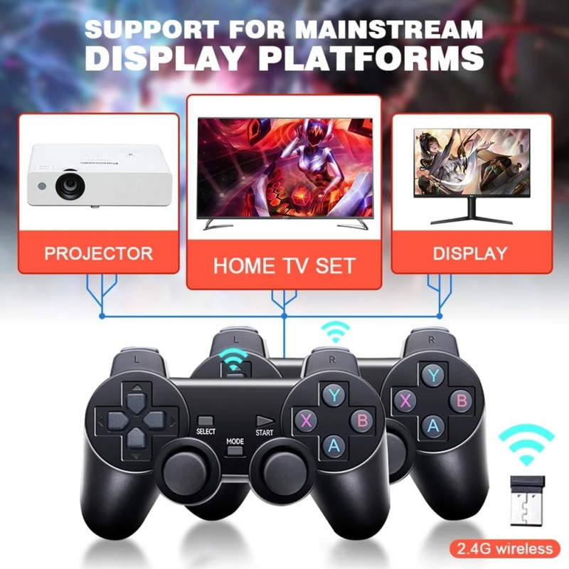 X2 Plus Retro 3D 32000+ Video Games 4K HD Output Game Stick With 2 Wireless Controllers