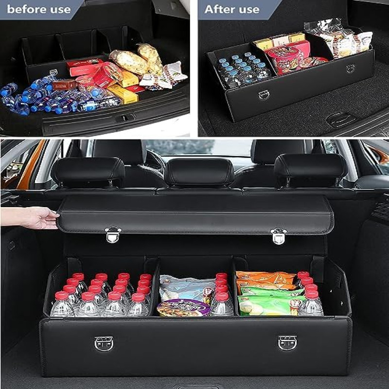 Car Trunk Organizer Foldable Cover 3 Compartments
