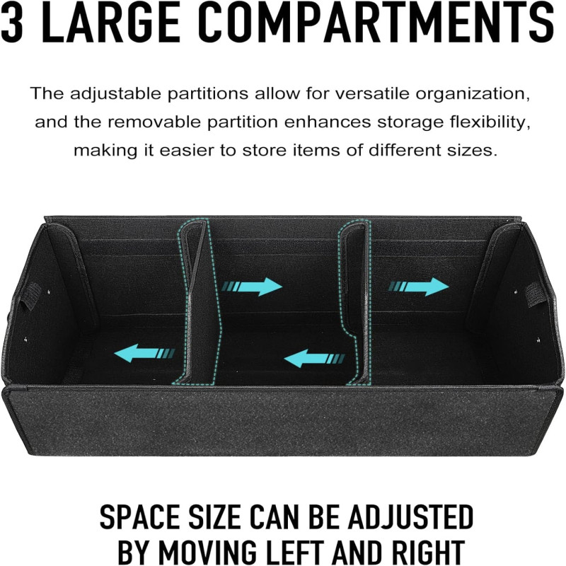Car Trunk Organizer Foldable Cover 3 Compartments