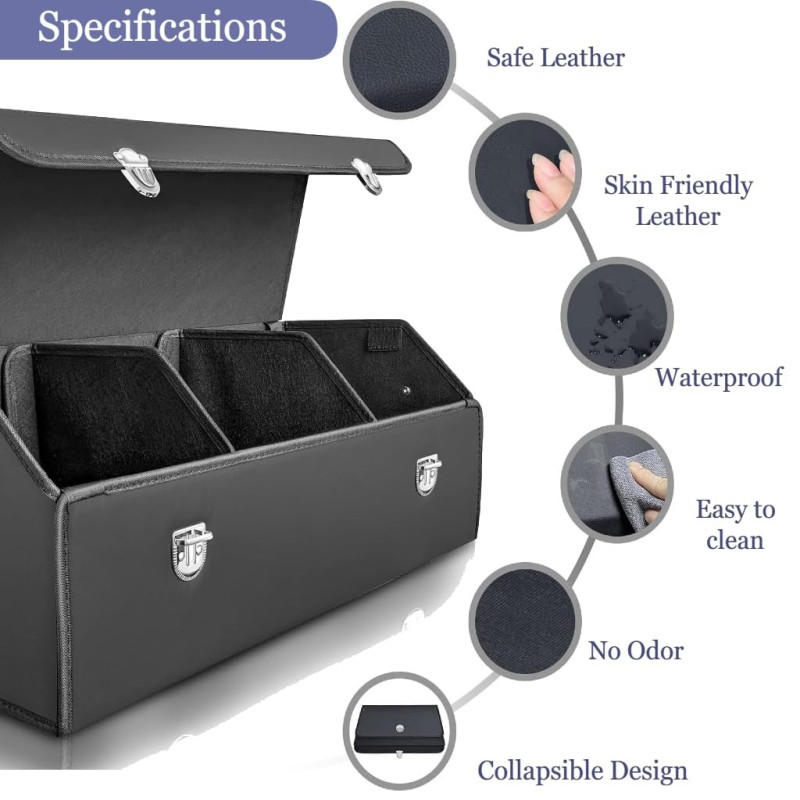 Car Trunk Organizer Foldable Cover 3 Compartments