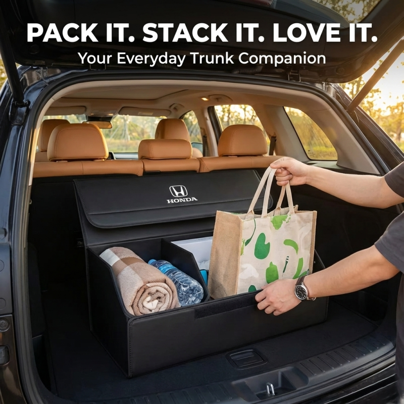 Car Trunk Organizer Foldable Cover 2 Compartments | Car Organizer Accessories | ShopRight.pk