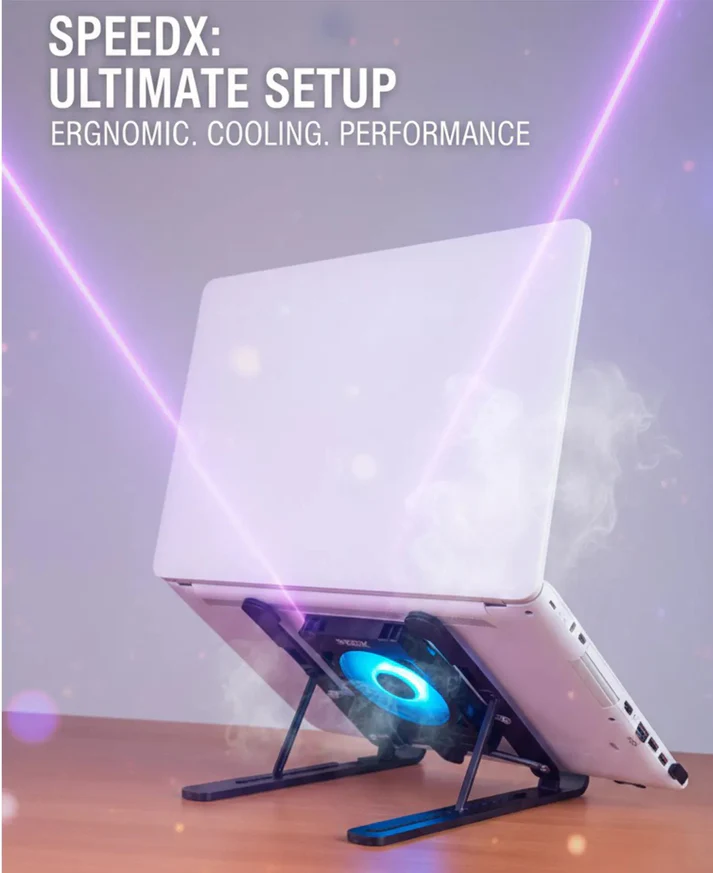 Adjustable Laptop Cooling Stand with Silent Fan & USB Power