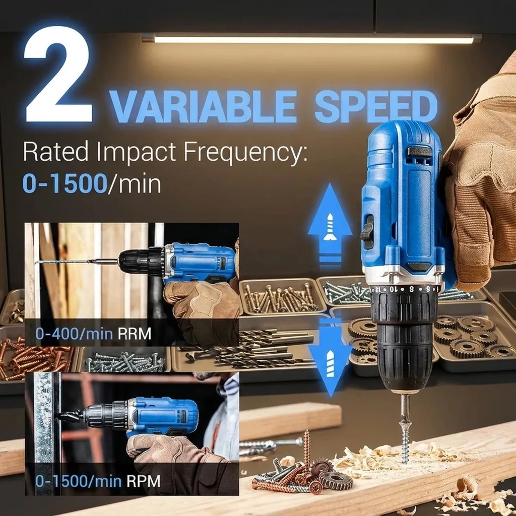 Powerful Cordless Electric Drill Machine Set with Bits & Storage Case