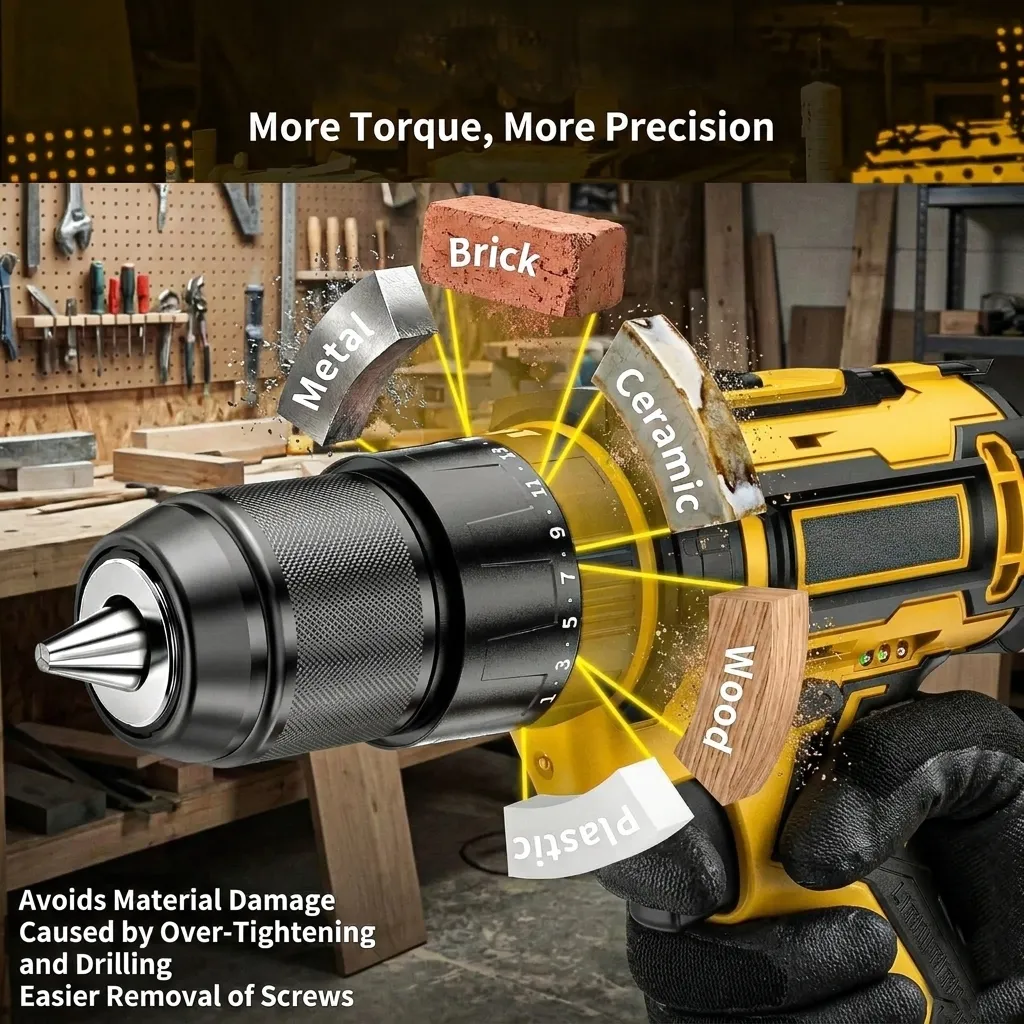 Powerful Cordless Electric Drill Machine Set with Bits & Storage Case