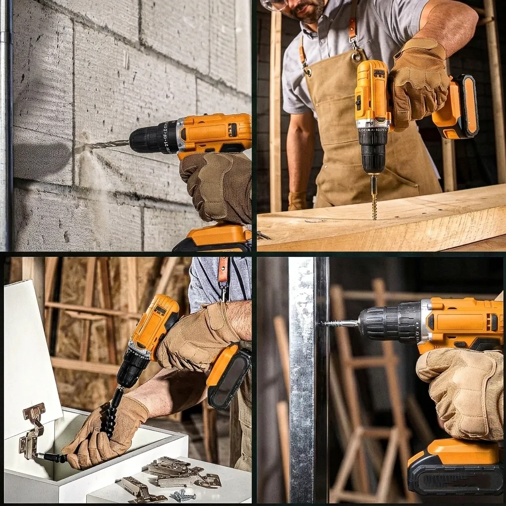 Powerful Cordless Electric Drill Machine Set with Bits & Storage Case