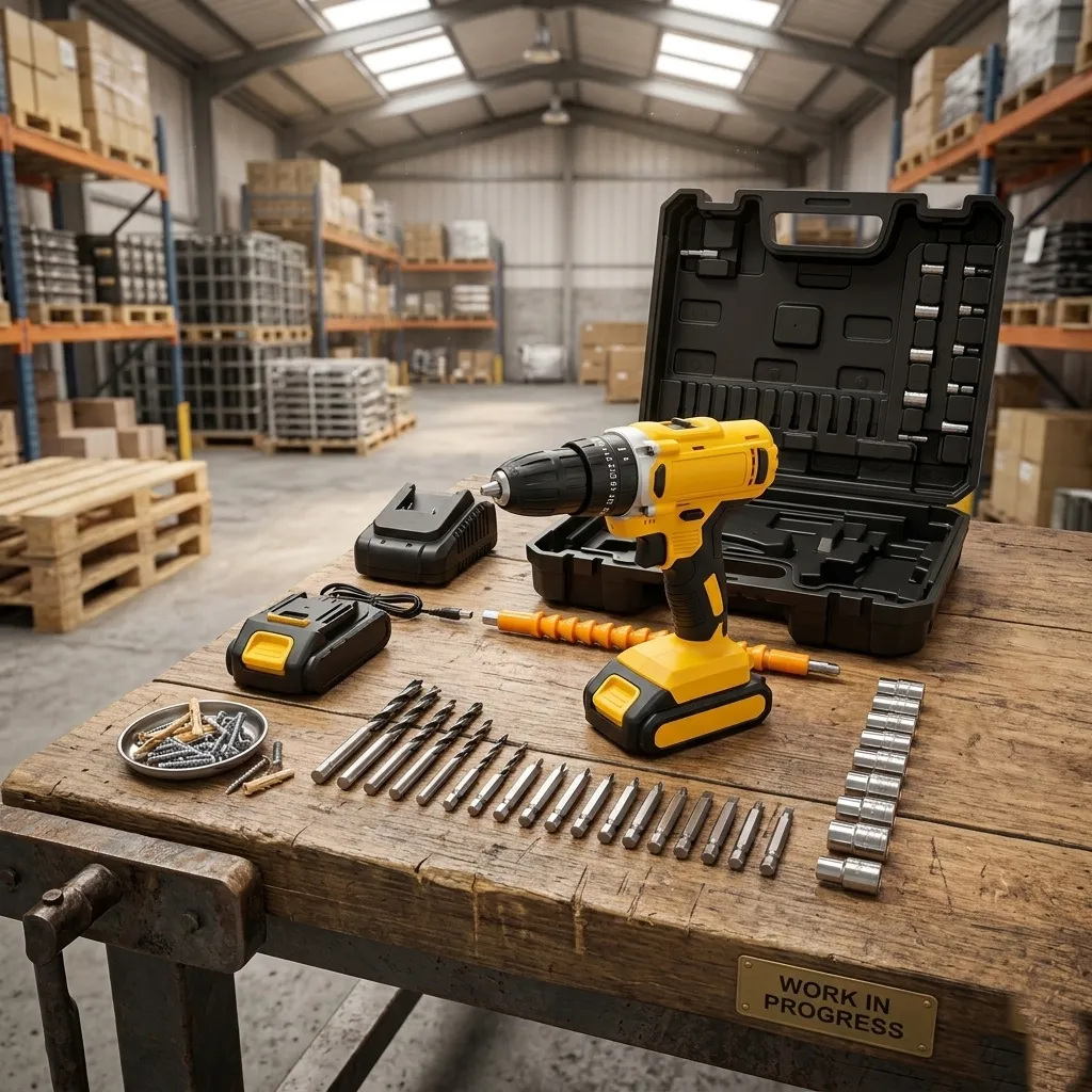 Powerful Cordless Electric Drill Machine Set with Bits & Storage Case