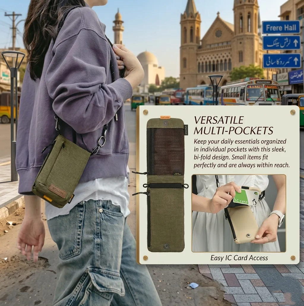 Crossbody Bag Compact Mobile Pouch with Adjustable Strap