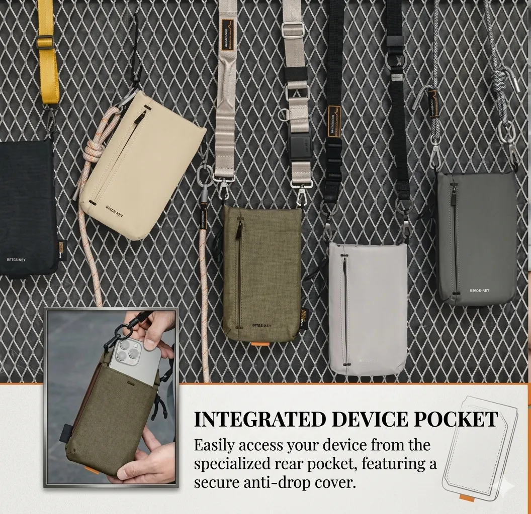 Crossbody Bag Compact Mobile Pouch with Adjustable Strap