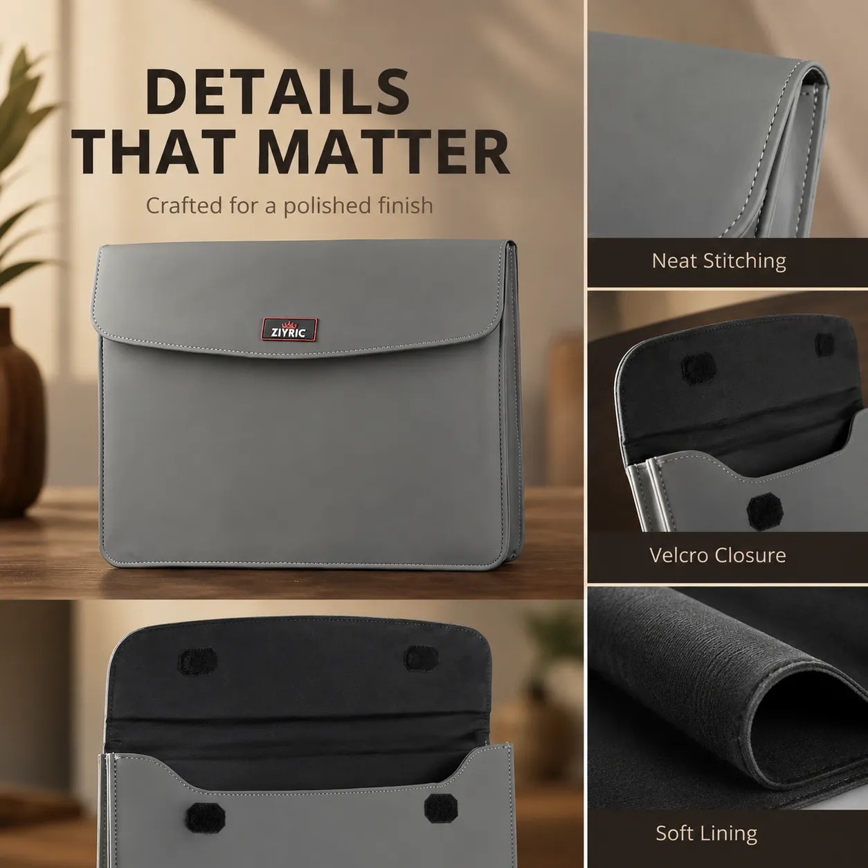 Professional PU Laptop Sleeve with Power Organizer Pouch – Stylish & Protective Case