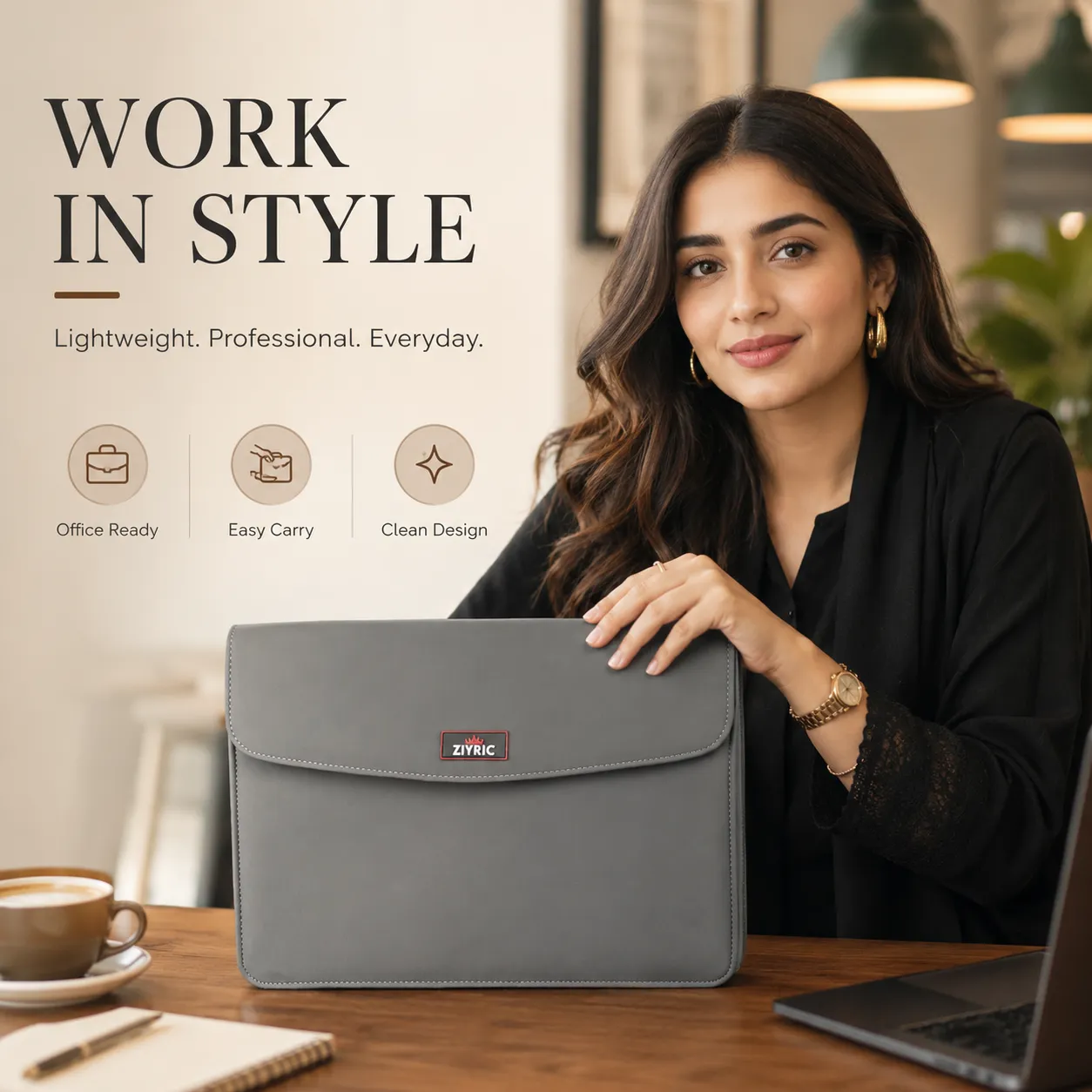 Professional PU Laptop Sleeve with Power Organizer Pouch – Stylish & Protective Case