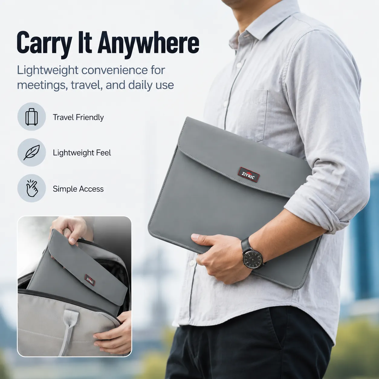 Professional PU Laptop Sleeve with Power Organizer Pouch – Stylish & Protective Case
