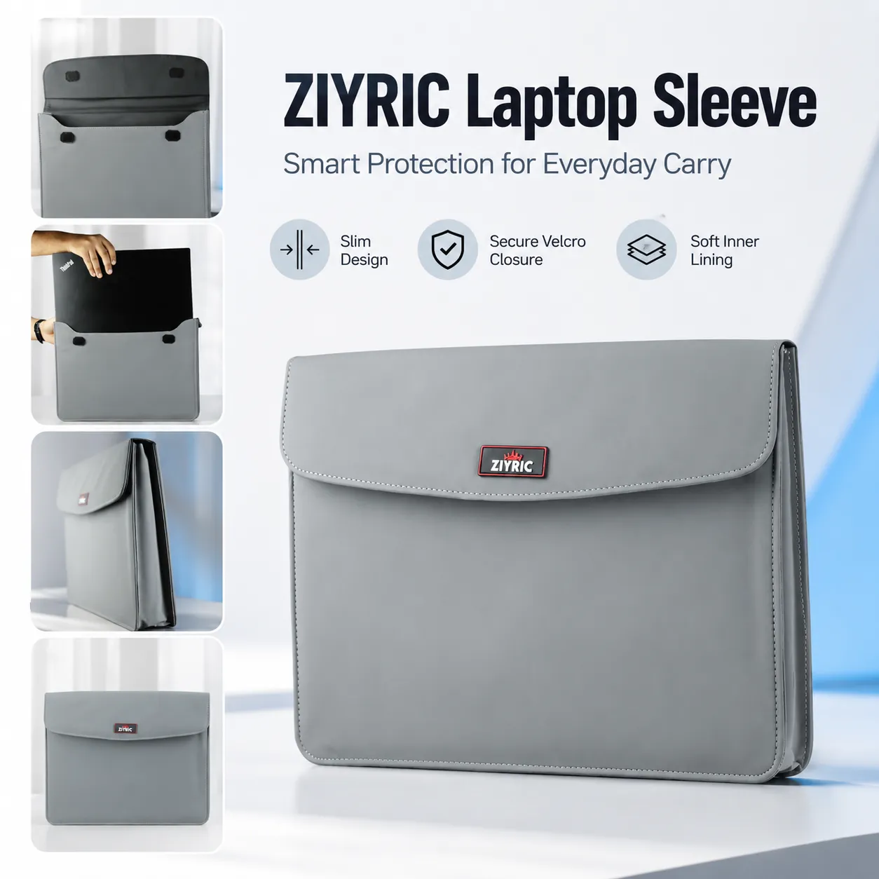 Professional PU Laptop Sleeve with Power Organizer Pouch – Stylish & Protective Case