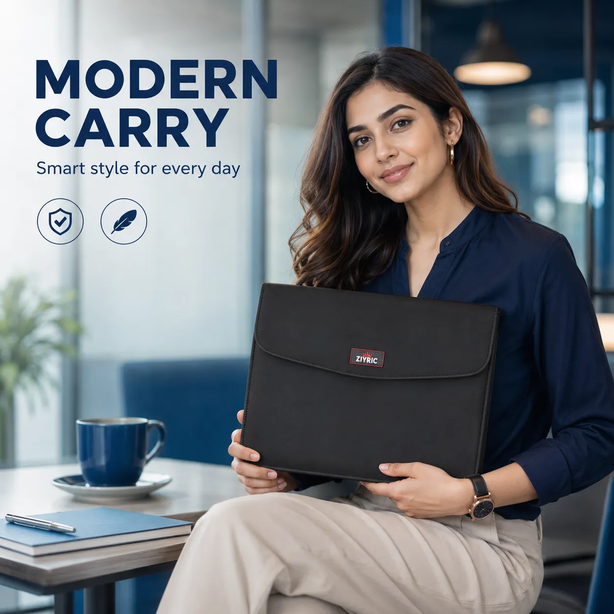 Professional PU Laptop Sleeve with Power Organizer Pouch – Stylish & Protective Case