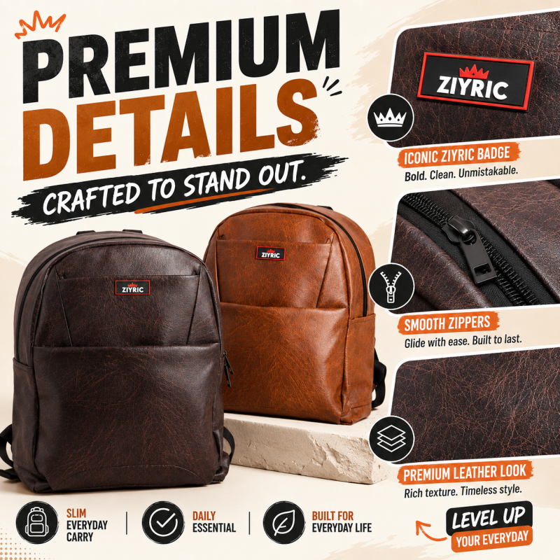 ZIYRIC Leather Backpack for Men & Women | Premium Bag