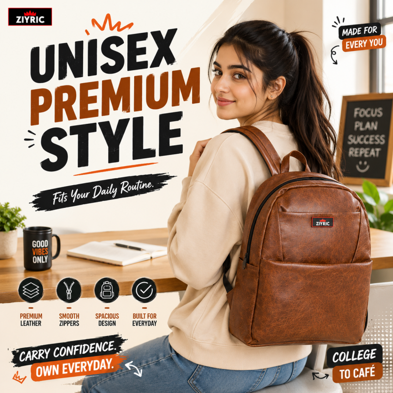 ZIYRIC Leather Backpack for Men & Women | Premium Bag