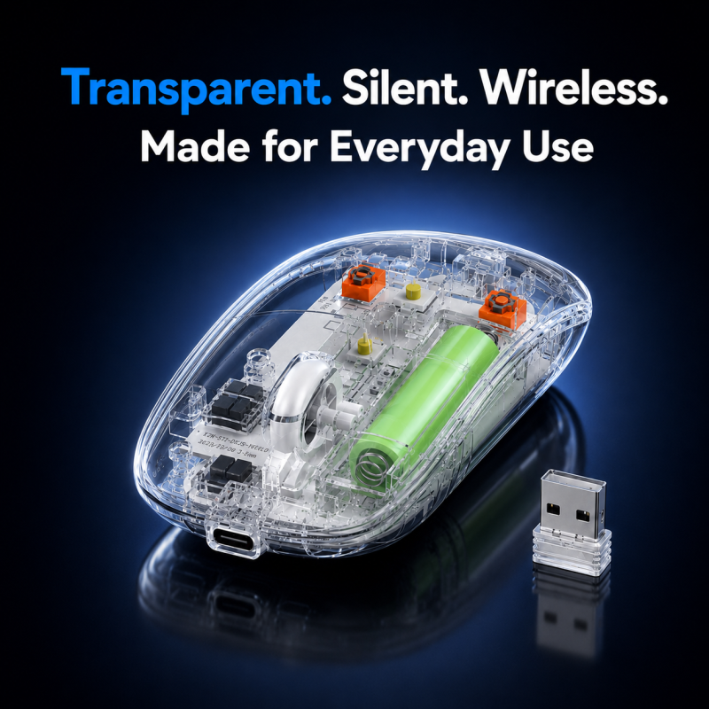 Transparent Wireless Bluetooth Dual-Mode Rechargeable Mouse