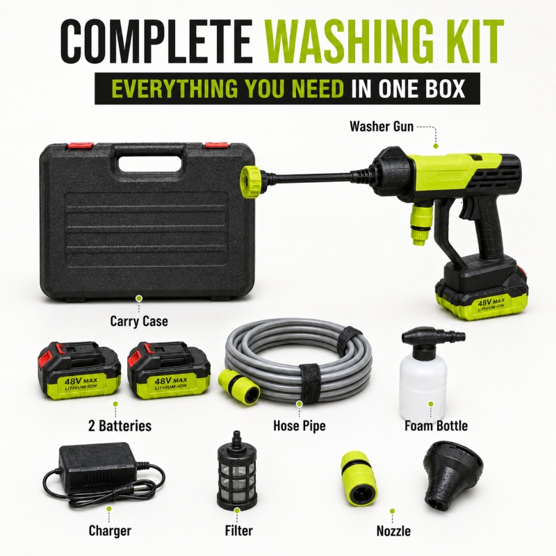 Portable Cordless High Pressure Washer Gun – Rechargeable Car, Bike & Home Cleaning Machine