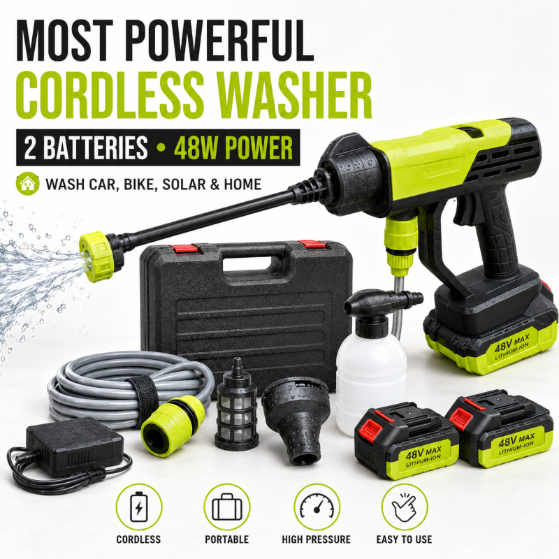 Portable Cordless High Pressure Washer Gun – Rechargeable Car, Bike & Home Cleaning Machine