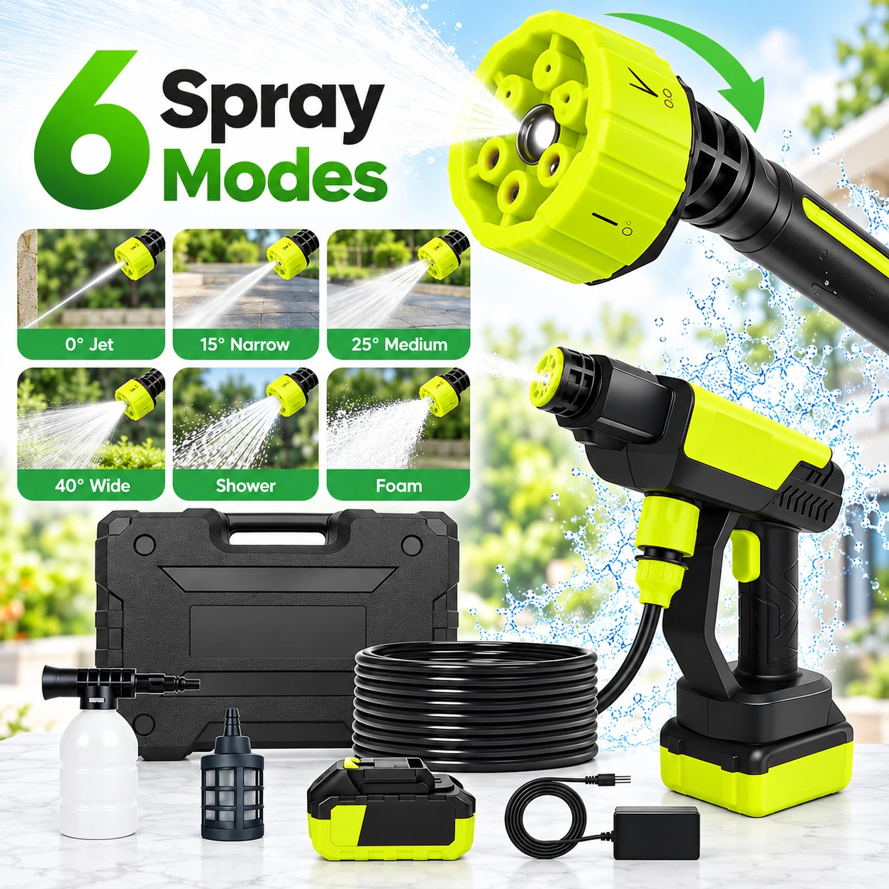 Portable Cordless High Pressure Washer Gun – Rechargeable Car, Bike & Home Cleaning Machine