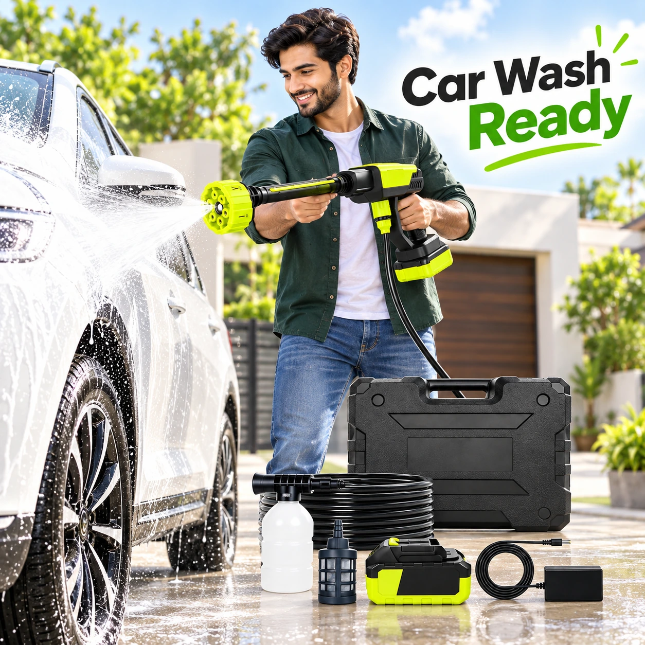 Portable Cordless High Pressure Washer Gun – Rechargeable Car, Bike & Home Cleaning Machine