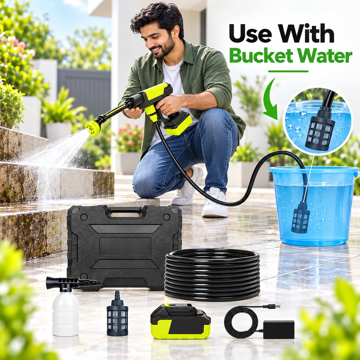Portable Cordless High Pressure Washer Gun – Rechargeable Car, Bike & Home Cleaning Machine