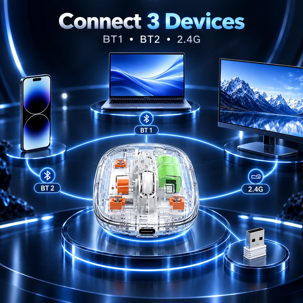 Transparent Wireless Rechargeable Mouse